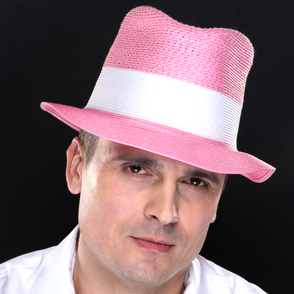 M1702- Pink fedora men hat