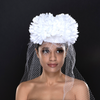 WF0221- White fascinator with veil and large flower