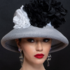 BW76061-Ladies black and white dress hat