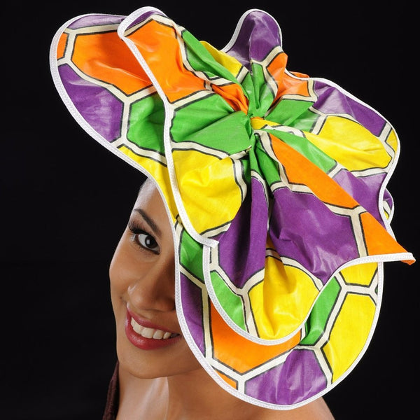 F6025 African print hat fascinator - SHENOR COLLECTIONS