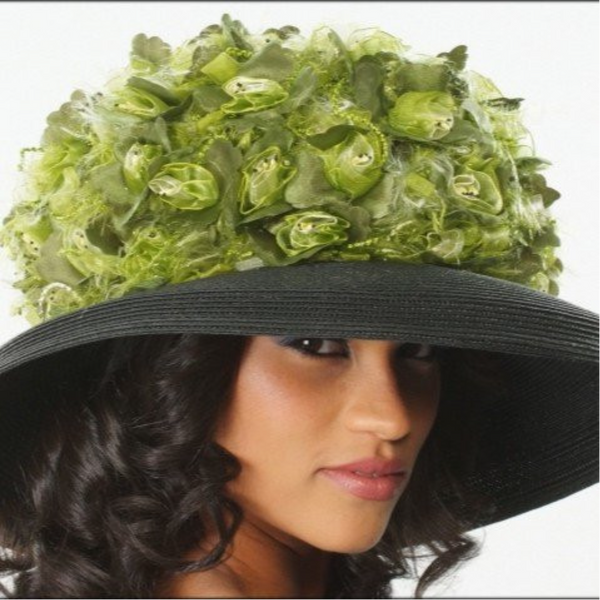 AC7002-Light green small flowers church hat