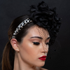 black fascinator, funeral dress hats