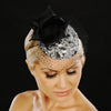 F6040- Silver and black fascinator for women - SHENOR COLLECTIONS
