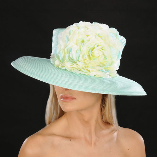 NA1054- Large flower women's dress hat - SHENOR COLLECTIONS