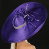 OE8014- Women's purple satin wide brim dress hat - SHENOR COLLECTIONS
