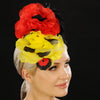 F6027- Ladies straw fascinator with flowers - SHENOR COLLECTIONS
