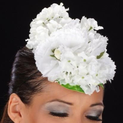 AC7025-White cream flowers fascinator - SHENOR COLLECTIONS