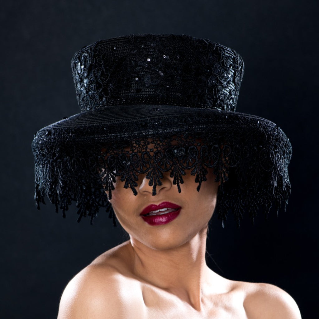 Lace veil funeral dress hat for women/Shenor collections - Shenor