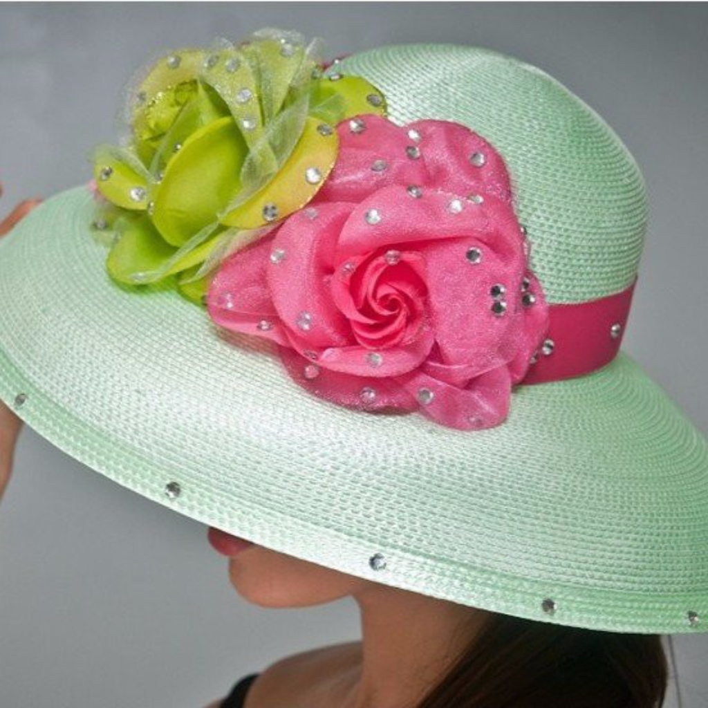 ladies dress hat, classy lime green church hats
