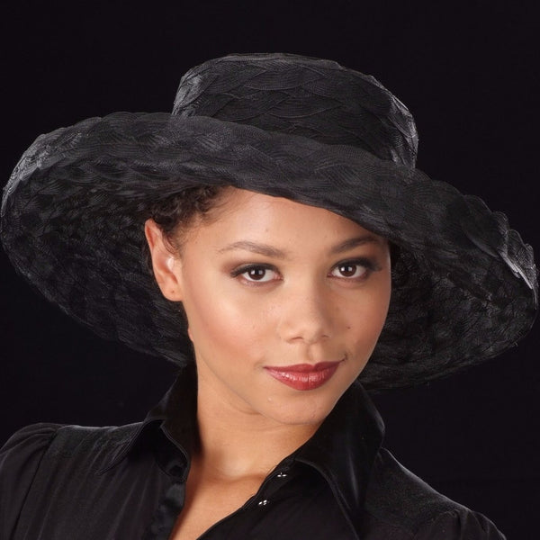 BW-9037 Black horsehair ladies hat - SHENOR COLLECTIONS