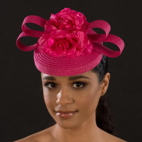 F6029-Ladies beautiful hot pink flower fascinators - SHENOR COLLECTIONS