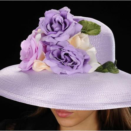 SE2004-Lavender straw with leaf trim and flowers - SHENOR COLLECTIONS