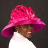 NA1071-Pink satin dress hats for women - SHENOR COLLECTIONS