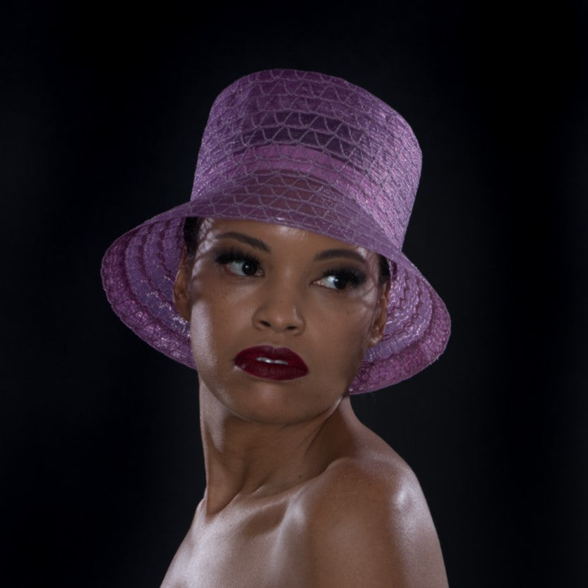 UF6023- Lavender horse hair dress hat for women