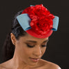 F6034-Red and blue fascinator for women - SHENOR COLLECTIONS