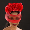 F6032-Red flowers fascinator hat - SHENOR COLLECTIONS