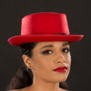 FW2232-Ladies red felt dress hat - SHENOR COLLECTIONS