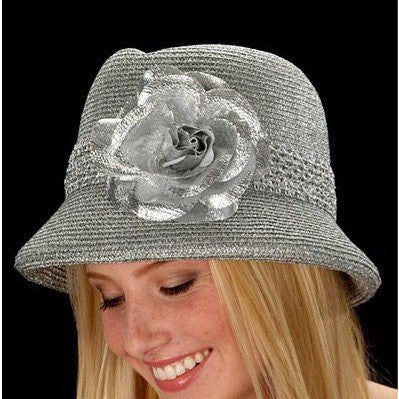 SG5009-Silver metallic with large flower - SHENOR COLLECTIONS