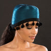 NA1069-Ladies teal satin dress hat - SHENOR COLLECTIONS