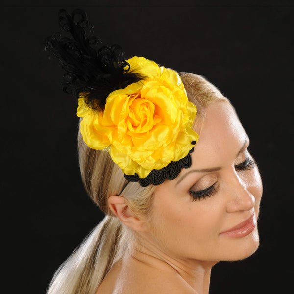 NA1058- Yellow flower ladies fascinator - SHENOR COLLECTIONS