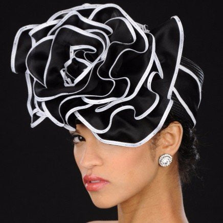 BW9009- Summer women hat in black and white - SHENOR COLLECTIONS